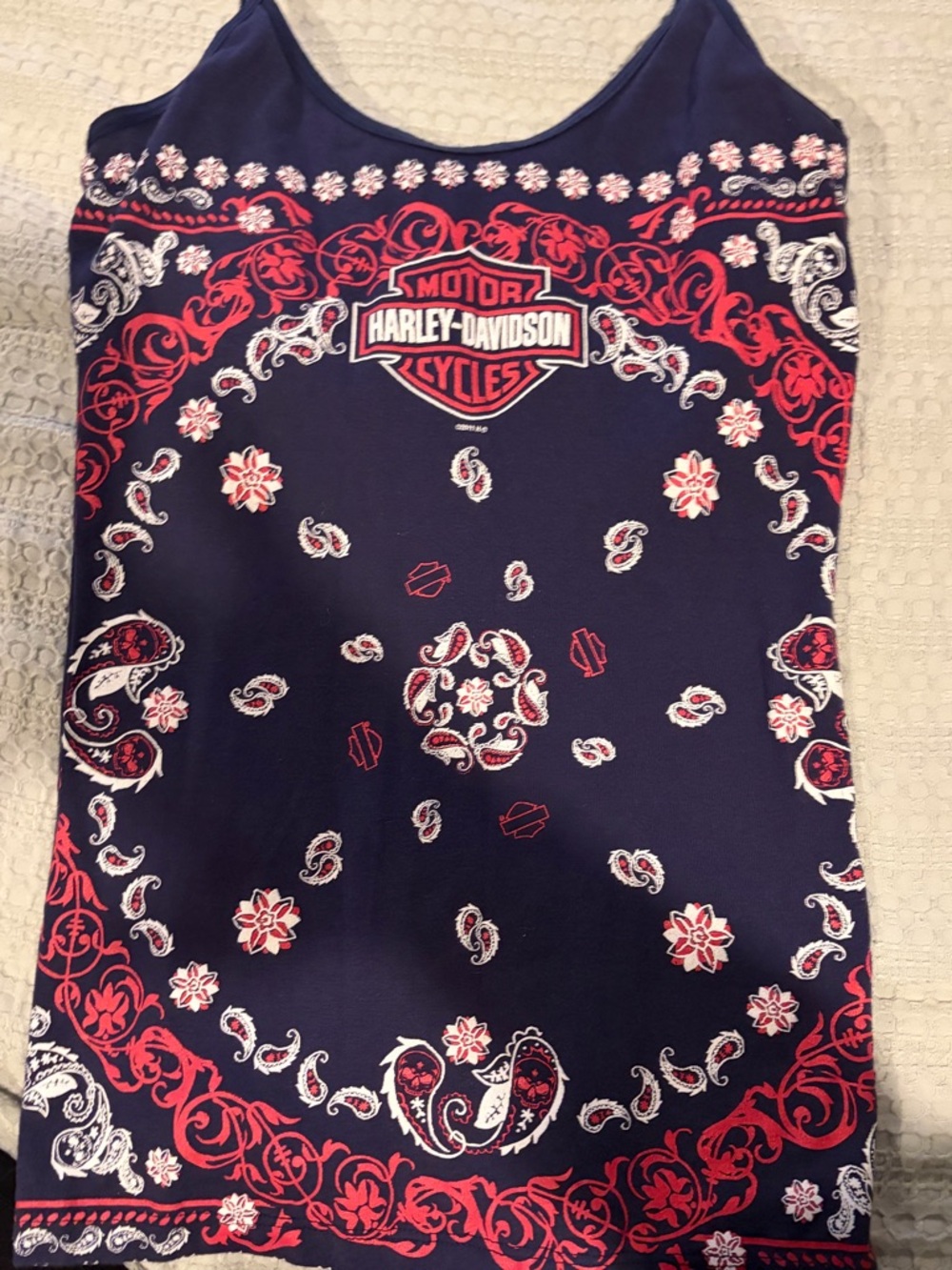 Harley-Davidson Navy Red White Paisley tank top